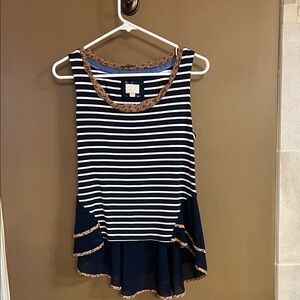 Navy Striped Sleeveless Top